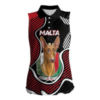Personalized Malta Women Sleeveless Polo Shirt Pharaoh Hound In Coat Of Arms - Wonder Print Shop