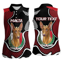 Personalized Malta Women Sleeveless Polo Shirt Pharaoh Hound In Coat Of Arms - Wonder Print Shop
