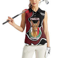 Personalized Malta Women Sleeveless Polo Shirt Pharaoh Hound In Coat Of Arms - Wonder Print Shop