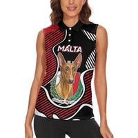 Personalized Malta Women Sleeveless Polo Shirt Pharaoh Hound In Coat Of Arms - Wonder Print Shop