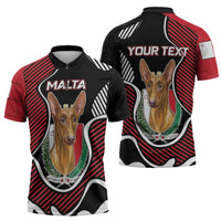 Personalized Malta Zipper Polo Shirt Pharaoh Hound In Coat Of Arms - Wonder Print Shop