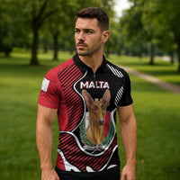 Personalized Malta Zipper Polo Shirt Pharaoh Hound In Coat Of Arms - Wonder Print Shop