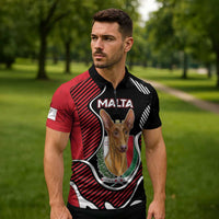Personalized Malta Zipper Polo Shirt Pharaoh Hound In Coat Of Arms - Wonder Print Shop