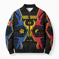 Personalized Moldova Bomber Puffer Jacket The Aurochs Symbol With Patterns - Wonder Print Shop