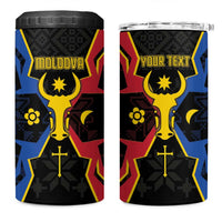 Personalized Moldova 4 in 1 Can Cooler Tumbler The Aurochs Symbol With Patterns - Wonder Print Shop