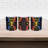 Personalized Moldova Ceramic Mug The Aurochs Symbol With Patterns - Wonder Print Shop
