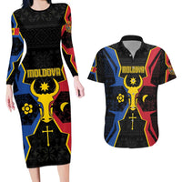 Personalized Moldova Couples Matching Long Sleeve Bodycon Dress and Hawaiian Shirt The Aurochs Symbol With Patterns - Wonder Print Shop