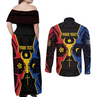 Personalized Moldova Couples Matching Off Shoulder Maxi Dress and Long Sleeve Button Shirt The Aurochs Symbol With Patterns - Wonder Print Shop