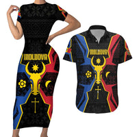 Personalized Moldova Couples Matching Short Sleeve Bodycon Dress and Hawaiian Shirt The Aurochs Symbol With Patterns - Wonder Print Shop