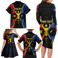 Personalized Moldova Family Matching Long Sleeve Bodycon Dress and Hawaiian Shirt The Aurochs Symbol With Patterns - Wonder Print Shop