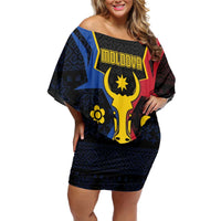 Personalized Moldova Family Matching Off Shoulder Short Dress and Hawaiian Shirt The Aurochs Symbol With Patterns - Wonder Print Shop