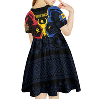 Personalized Moldova Kid Short Sleeve Dress The Aurochs Symbol With Patterns - Wonder Print Shop