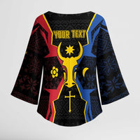 Personalized Moldova Kimono Sleeve Blouse The Aurochs Symbol With Patterns - Wonder Print Shop