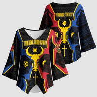 Personalized Moldova Kimono Sleeve Blouse The Aurochs Symbol With Patterns - Wonder Print Shop