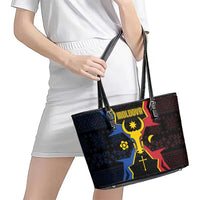 Moldova Leather Tote Bag The Aurochs Symbol With Patterns - Wonder Print Shop
