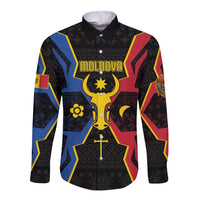 Personalized Moldova Long Sleeve Button Shirt The Aurochs Symbol With Patterns - Wonder Print Shop