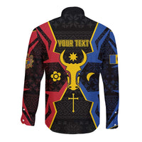Personalized Moldova Long Sleeve Button Shirt The Aurochs Symbol With Patterns - Wonder Print Shop