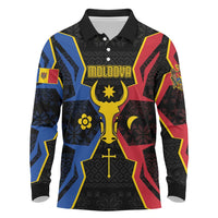 Personalized Moldova Long Sleeve Polo Shirt The Aurochs Symbol With Patterns - Wonder Print Shop
