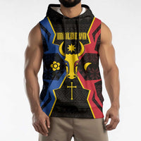 Personalized Moldova Sleeveless Hoodie The Aurochs Symbol With Patterns - Wonder Print Shop