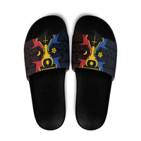 Moldova Slide Sandals The Aurochs Symbol With Patterns - Wonder Print Shop