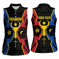 Personalized Moldova Women Sleeveless Polo Shirt The Aurochs Symbol With Patterns - Wonder Print Shop