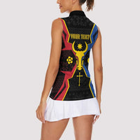 Personalized Moldova Women Sleeveless Polo Shirt The Aurochs Symbol With Patterns - Wonder Print Shop