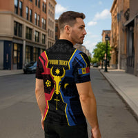 Personalized Moldova Zipper Polo Shirt The Aurochs Symbol With Patterns - Wonder Print Shop