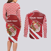 Personalized Monaco Couples Matching Long Sleeve Bodycon Dress and Long Sleeve Button Shirt Coat Of Arms Unique Style - Wonder Print Shop
