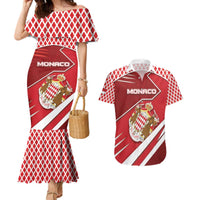 Personalized Monaco Couples Matching Mermaid Dress and Hawaiian Shirt Coat Of Arms Unique Style - Wonder Print Shop