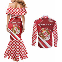 Personalized Monaco Couples Matching Mermaid Dress and Long Sleeve Button Shirt Coat Of Arms Unique Style - Wonder Print Shop