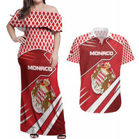 Personalized Monaco Couples Matching Off Shoulder Maxi Dress and Hawaiian Shirt Coat Of Arms Unique Style - Wonder Print Shop