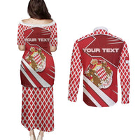 Personalized Monaco Couples Matching Puletasi and Long Sleeve Button Shirt Coat Of Arms Unique Style - Wonder Print Shop