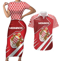 Personalized Monaco Couples Matching Short Sleeve Bodycon Dress and Hawaiian Shirt Coat Of Arms Unique Style - Wonder Print Shop