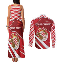 Personalized Monaco Couples Matching Tank Maxi Dress and Long Sleeve Button Shirt Coat Of Arms Unique Style - Wonder Print Shop