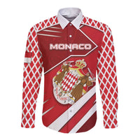 Personalized Monaco Long Sleeve Button Shirt Coat Of Arms Unique Style - Wonder Print Shop