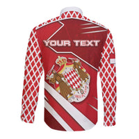 Personalized Monaco Long Sleeve Button Shirt Coat Of Arms Unique Style - Wonder Print Shop