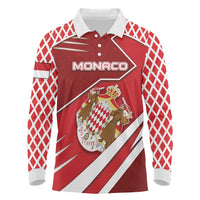 Personalized Monaco Long Sleeve Polo Shirt Coat Of Arms Unique Style - Wonder Print Shop