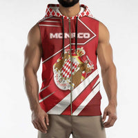 Personalized Monaco Sleeveless Zip Hoodie Coat Of Arms Unique Style - Wonder Print Shop