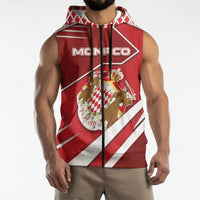 Personalized Monaco Sleeveless Zip Hoodie Coat Of Arms Unique Style - Wonder Print Shop