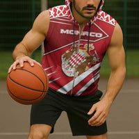 Personalized Monaco Sleeveless Zip Hoodie Coat Of Arms Unique Style - Wonder Print Shop