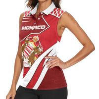 Personalized Monaco Women Sleeveless Polo Shirt Coat Of Arms Unique Style - Wonder Print Shop
