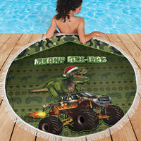 Dinosaur Christmas Beach Blanket Merry Rexmas - Wonder Print Shop