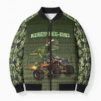 Dinosaur Christmas Bomber Puffer Jacket Merry Rexmas - Wonder Print Shop