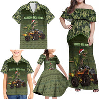 Dinosaur Christmas Family Matching Off Shoulder Maxi Dress and Hawaiian Shirt Merry Rexmas - Wonder Print Shop