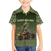 Dinosaur Christmas Family Matching Short Sleeve Bodycon Dress and Hawaiian Shirt Merry Rexmas - Wonder Print Shop