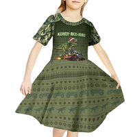 Dinosaur Christmas Kid Short Sleeve Dress Merry Rexmas - Wonder Print Shop