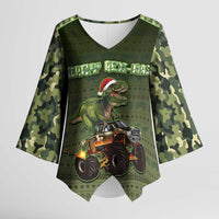 Dinosaur Christmas Kimono Sleeve Blouse Merry Rexmas - Wonder Print Shop