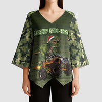 Dinosaur Christmas Kimono Sleeve Blouse Merry Rexmas - Wonder Print Shop