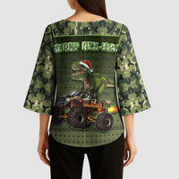 Dinosaur Christmas Kimono Sleeve Blouse Merry Rexmas - Wonder Print Shop