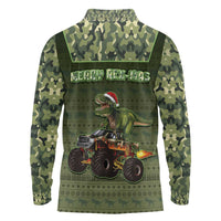 Dinosaur Christmas Long Sleeve Polo Shirt Merry Rexmas - Wonder Print Shop